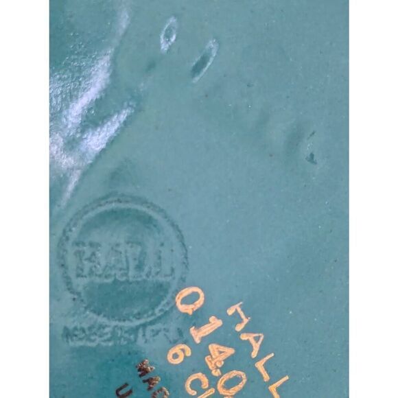 Hall Vintage 6 Cup Teal/Green Tea Pots Gold Accent - Picture 8 of 10